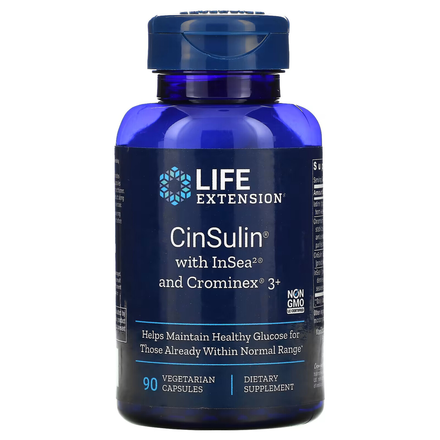 

Life Extension, CinSulin с InSea2 и Crominex 3+, 90 растительных капсул