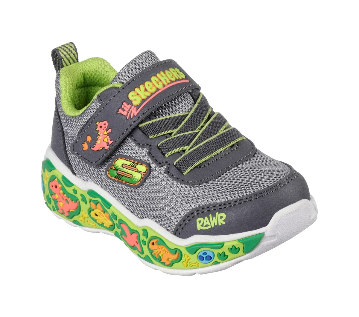 Детские кроссовки Play Scene Skechers, угольный/лаймовый — фото 4