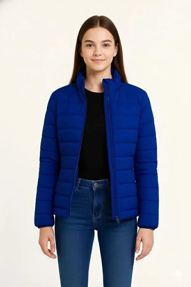 Детское пальто для девочек пуховое Generic Brands, Saks Blue — фото 3