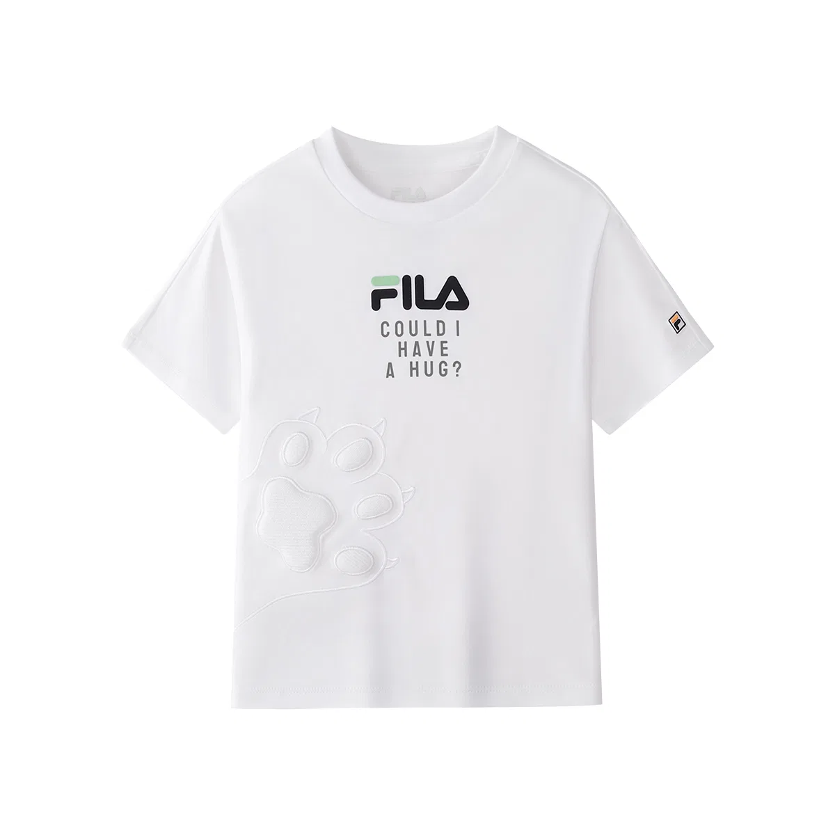 Футболка с круглым вырезом, тонкая, стрейч, FILA KIDS, Standard White