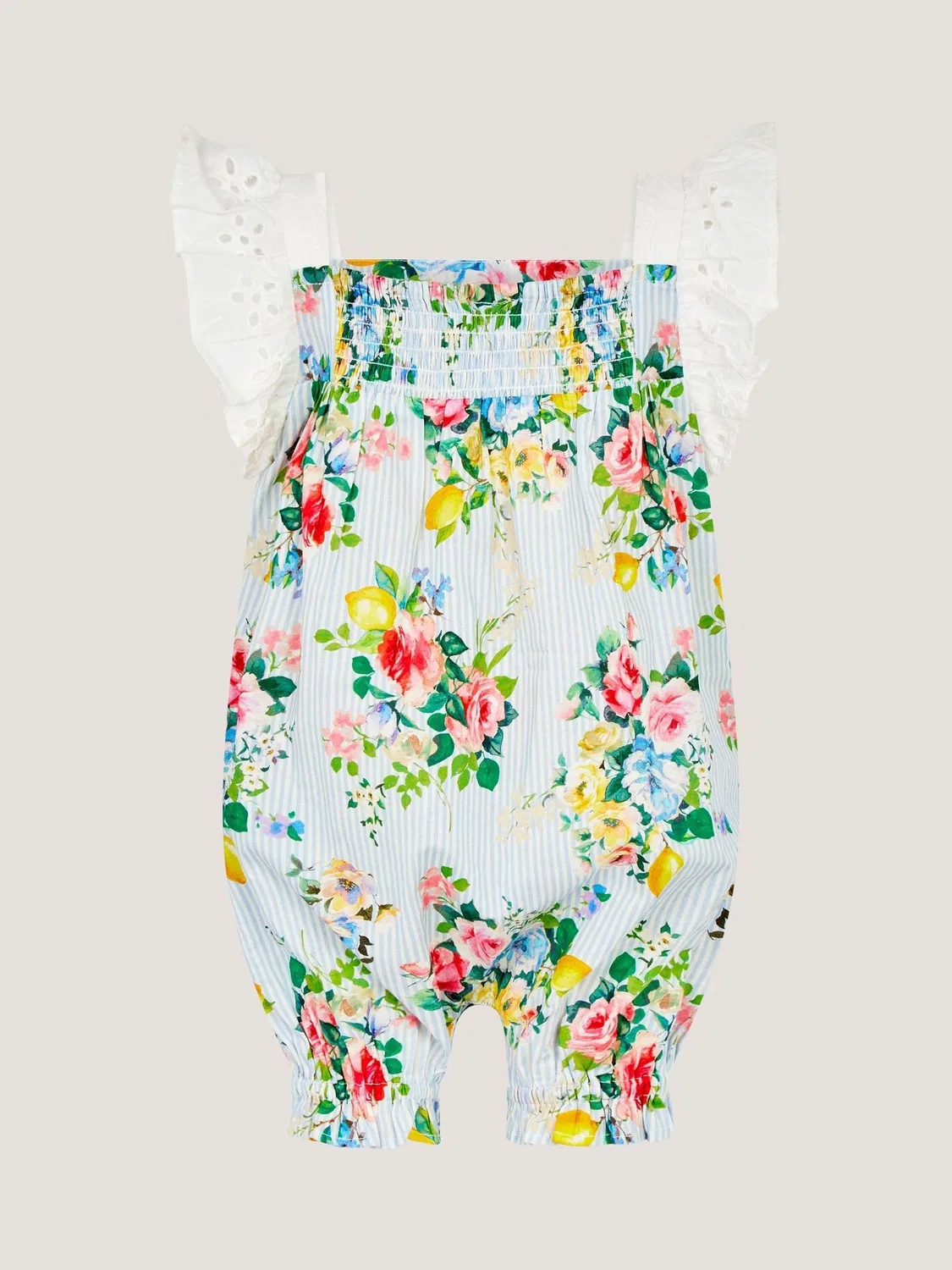 Ромпер Monsoon Blue Baby Broderie Floral Stripe, синий — фото 2