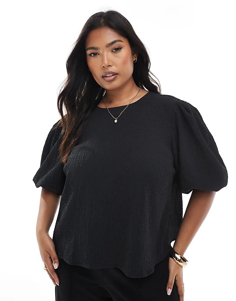 

Топ с рукавами-буфами из жатой ткани ASOS DESIGN Curve Asos Curve