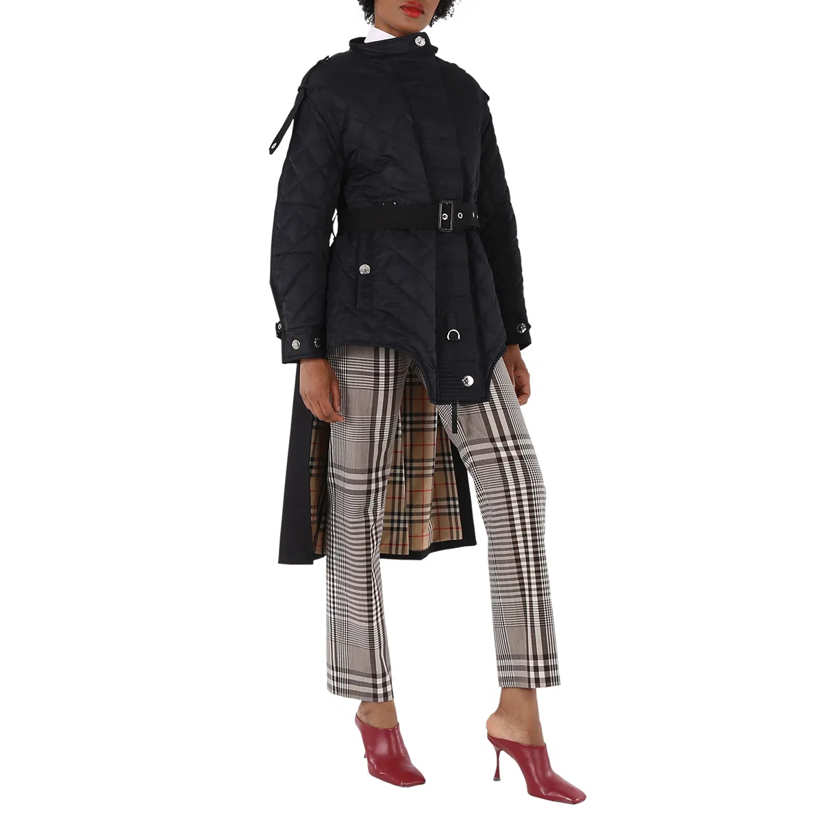 Пальто стеганое из нейлона и хлопка с отстегивающимся капюшоном Quilted Nylon And Cotton Coat With Detachable Hood Burberry, Black — фото 2