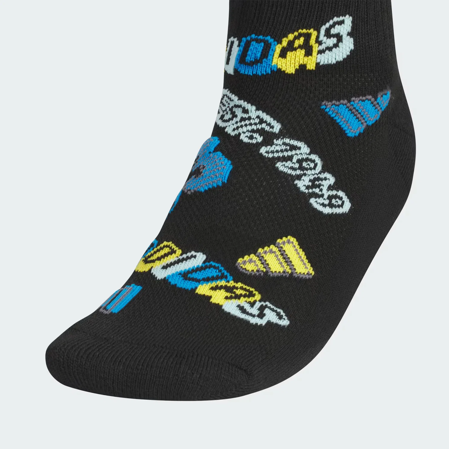 Детские носки с графическим принтом, набор из 6 пар, youth cushioned graphic 2.0 Adidas Performance, черный/ярко-синий/золотой — фото 3
