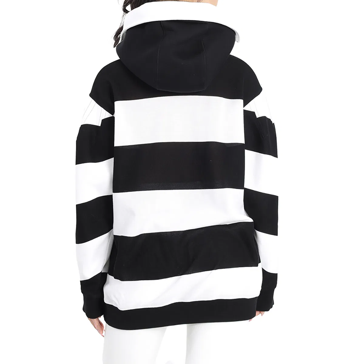 Худи с вырезом и полосатым принтом Cut-out Detail Striped Cotton Hoodie Burberry, Black — фото 3