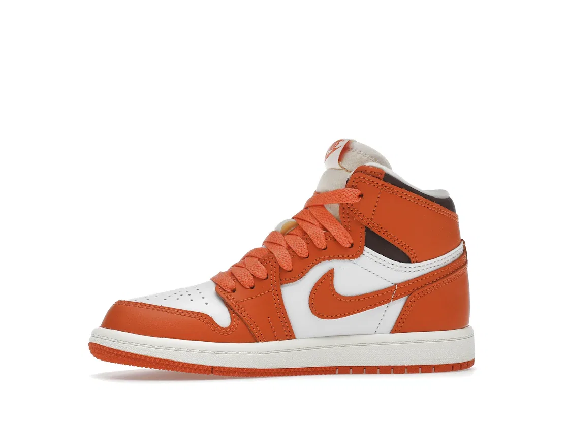 Детские кроссовки Lifestyle с высоким берцем Jordan 1 Retro High OG Jordan, White/Starfish-Cacao Wow-Sail — фото 3