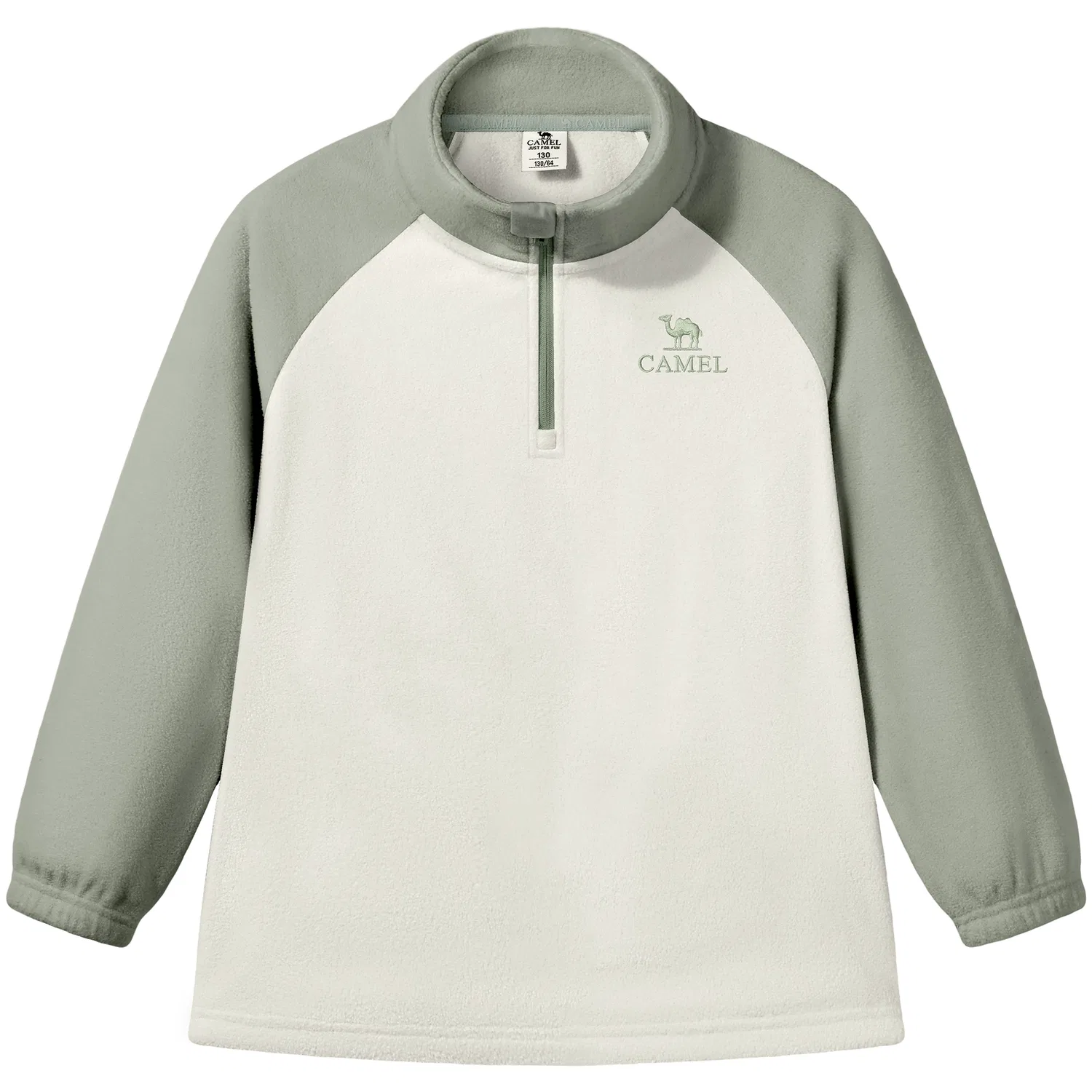 Детская флисовая куртка с воротником-стойкой CAMEL, Light Khaki Recycling Gray — фото 3