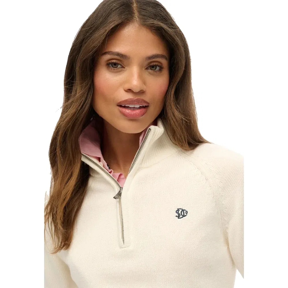 Свитер половинная молния Superdry Essentials Slim Knit, бежевый — фото 4