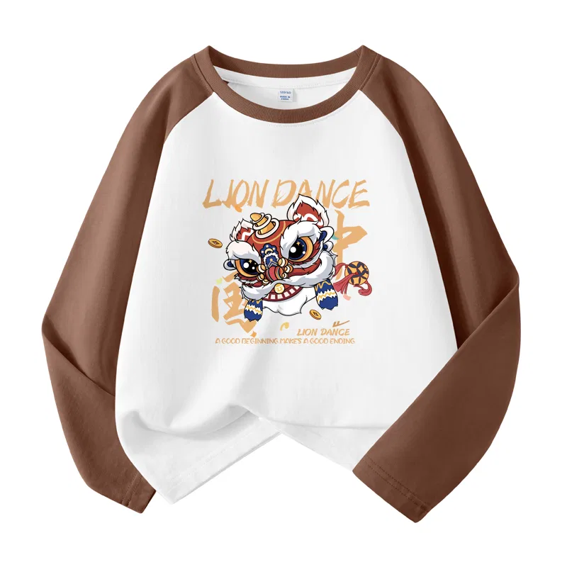 Детская футболка с принтом Lion Dance Roar Brown Coffee/H WARRIOR