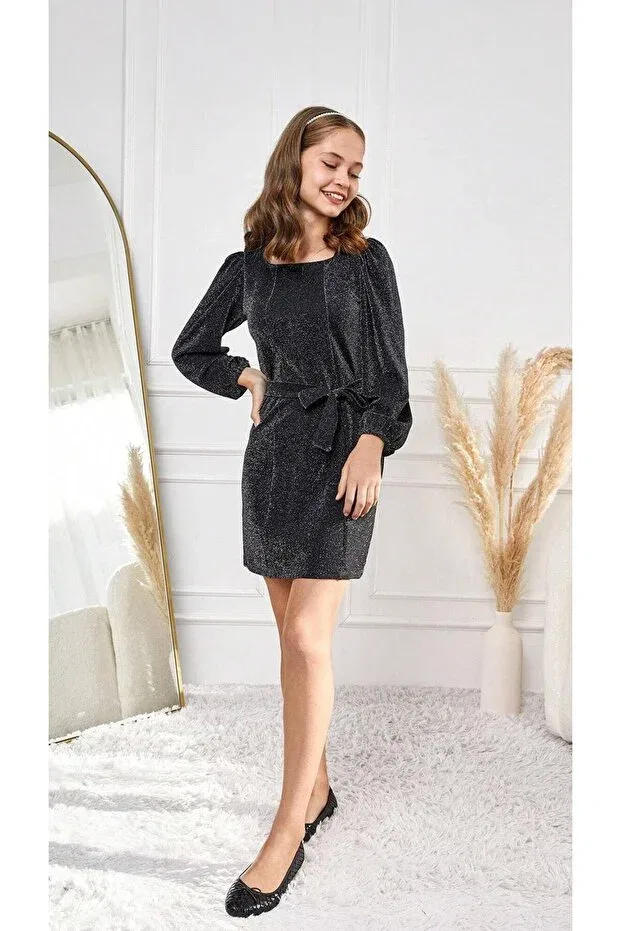 Детское платье для девочек с длинным рукавом Trend Baby Kids, Black — фото 2