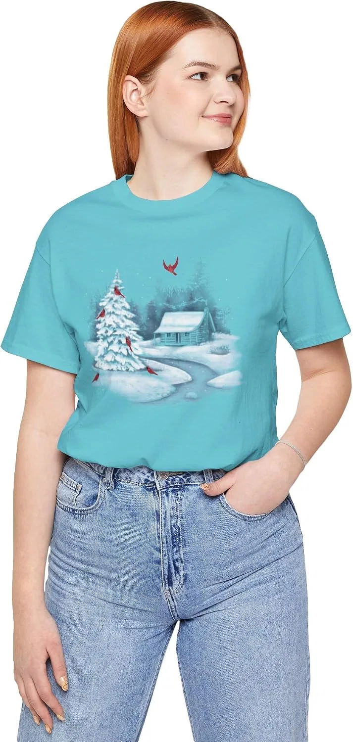 Женская футболка с зимним сюжетом Bella+Canvas, Turquoise — фото 2