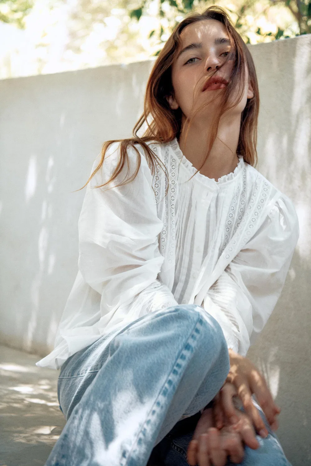 Романтическая рубашка из коллекции zw ZARA, White — фото 3