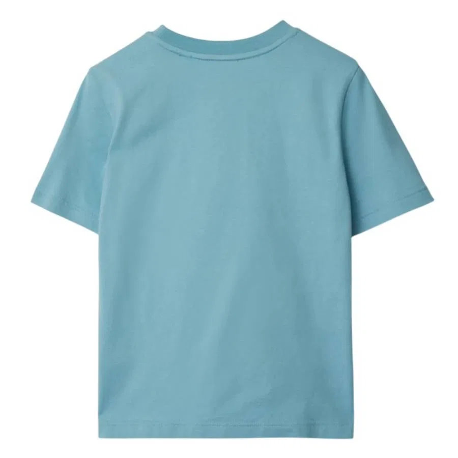 Футболка хлопковая с принтом Girls Thistle Cotton Burberry, Light Mallard — фото 2