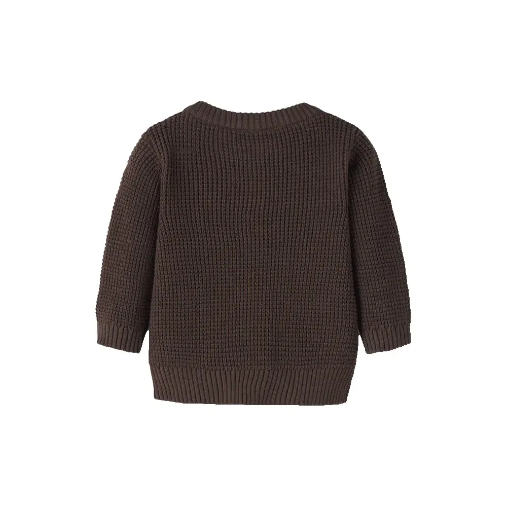 Детский вязаный кардиган с вафельной текстурой Bubba Name it, Brown — фото 2