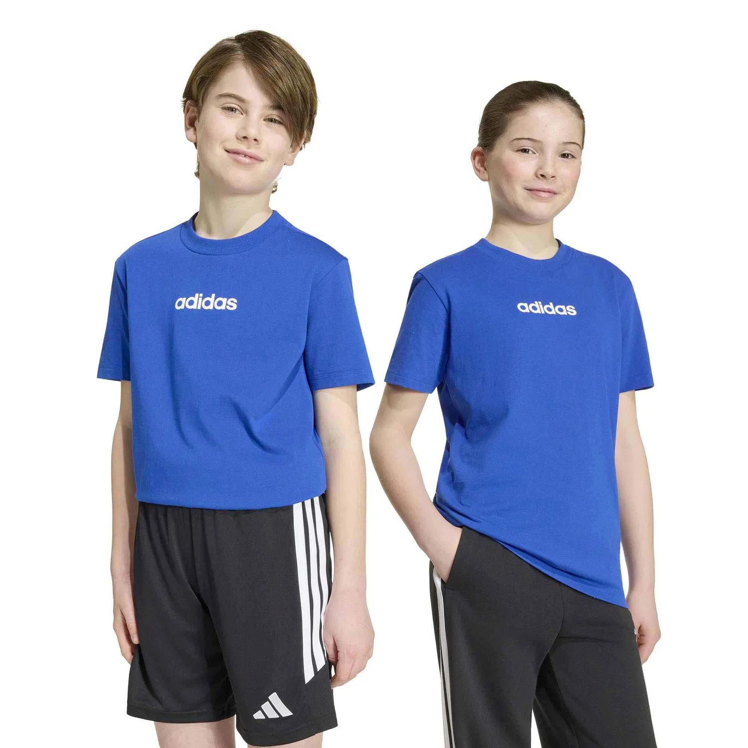 Детская футболка с коротким рукавом Adidas Sport J Lin Tee 160, BLAU — фото 2