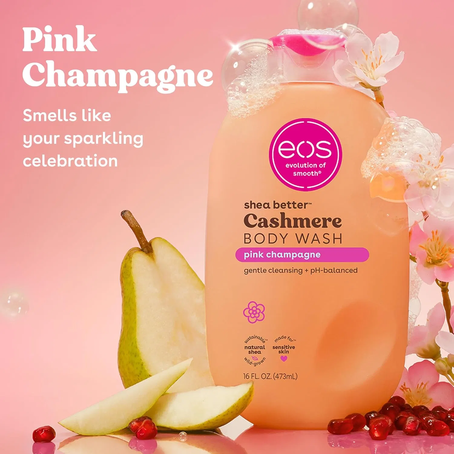 Гель для душа Cashmere Body Wash, eos, 473 мл, Pink Champagne — фото 2