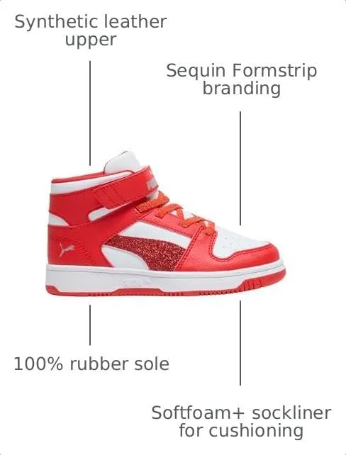 Детские кроссовки Rebound Layup Mid PUMA, Puma White/Puma Red/Puma Silver — фото 3