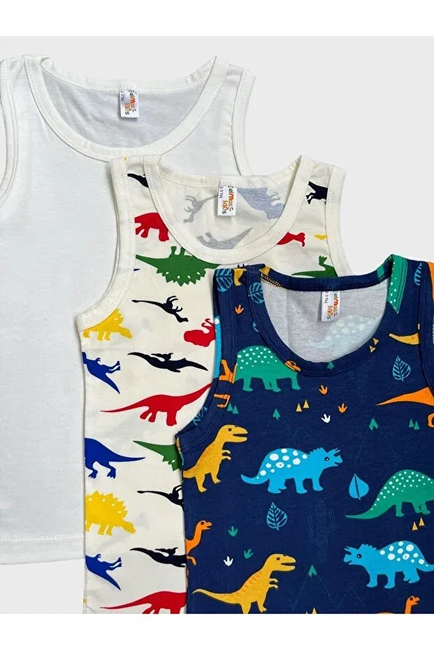 Детское для мальчиков комплект маек с принтом Elmas Kids, White Navy Blue — фото 3