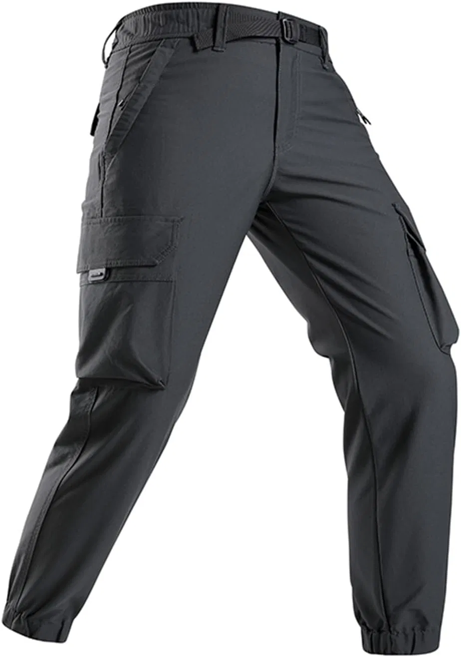 Мужские спортивные брюки карго с прямым кроем, Elastic Waist Outdoor Joggers, серый