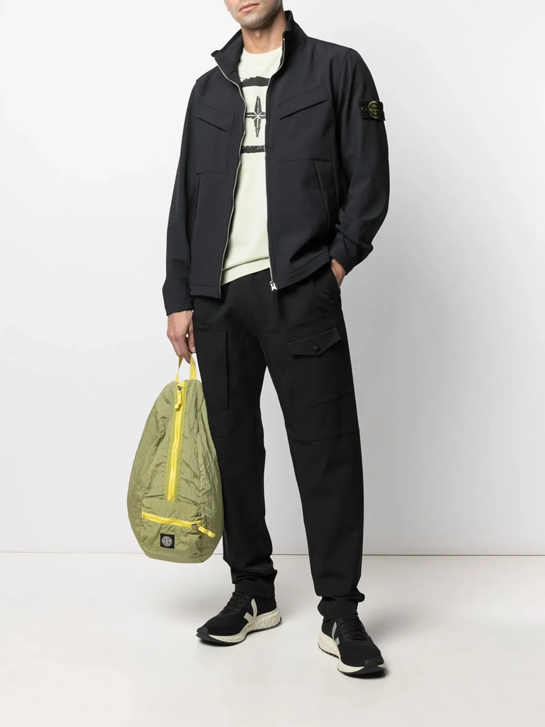 Штаны с карманами Cargo с прямыми ногами Stone Island, черный — фото 2
