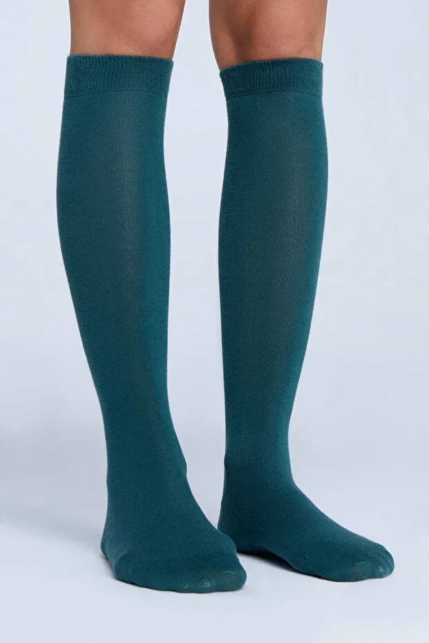 Детские носки с длинным голенищем Gots Certified Organic Cotton Unisex Knee Socks Albero Natur, Pine Green — фото 2