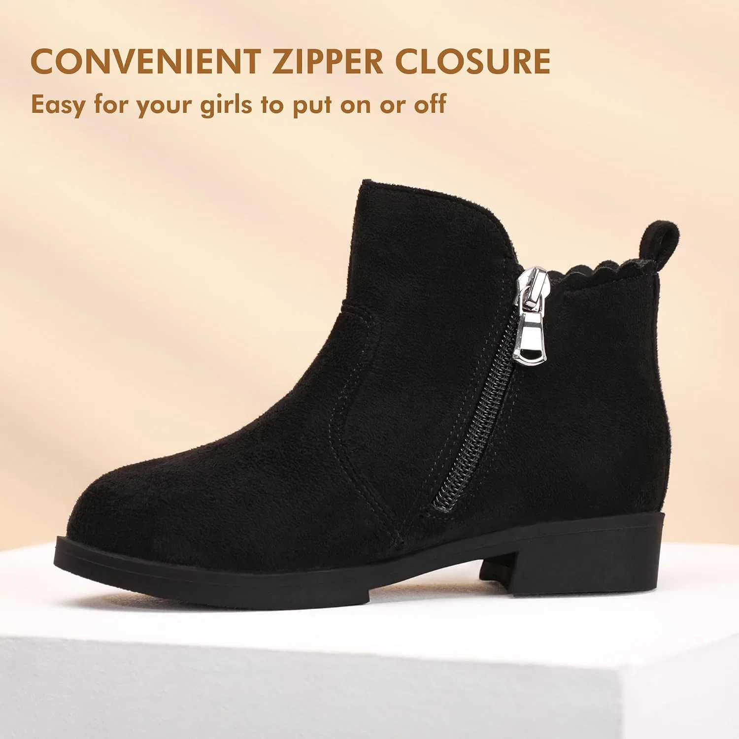 Детские ботинки для девочек с жемчугом и бантом Clara PANDANINJIA, Black Suede — фото 4