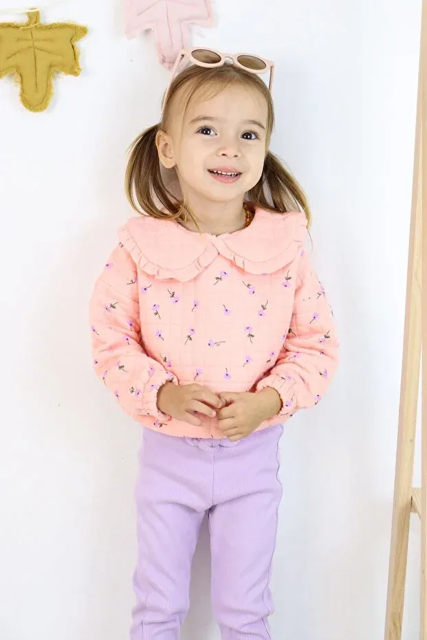 Детский комплект из футера для девочек с принтом Harika Kids, Pink — фото 4
