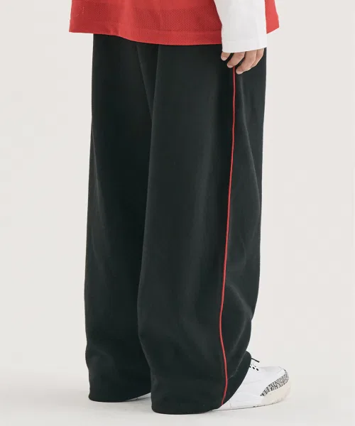 Детские спортивные штаны с широкими штанинами Line Wide Sweatpants TAKEASY KIDS, Black — фото 4
