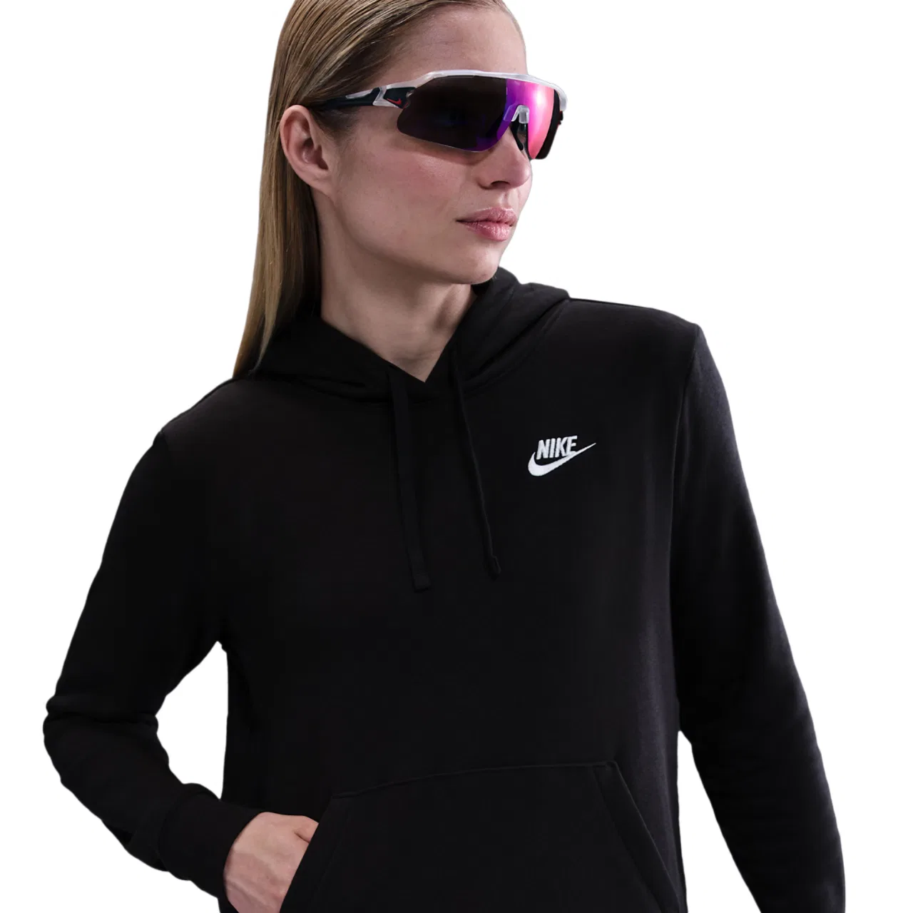 Женское худи Club Fleece PO Nike, черный/белый