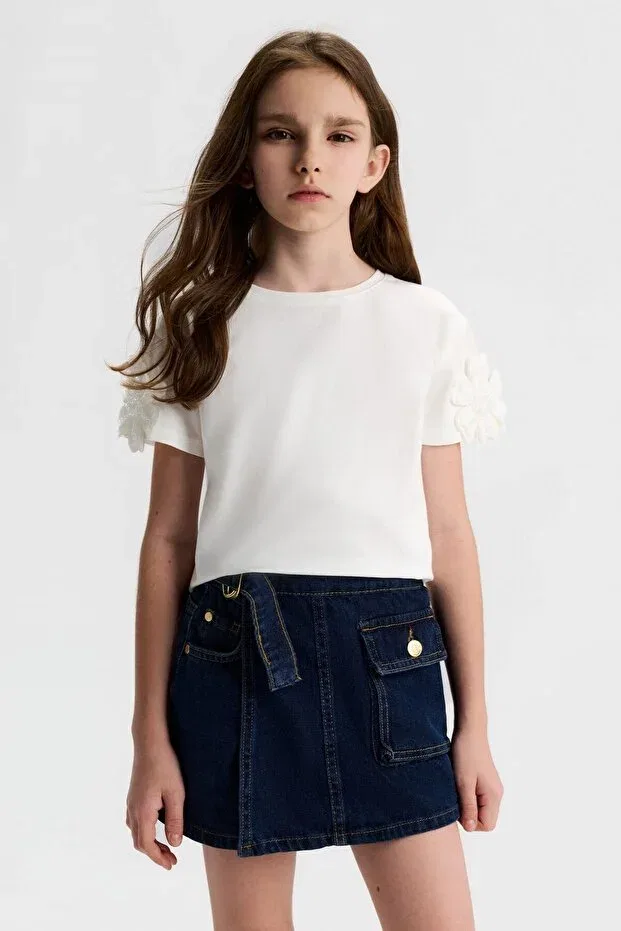 Детские шорты-юбка для девочек с принтом Nk Kids, Dark Blue