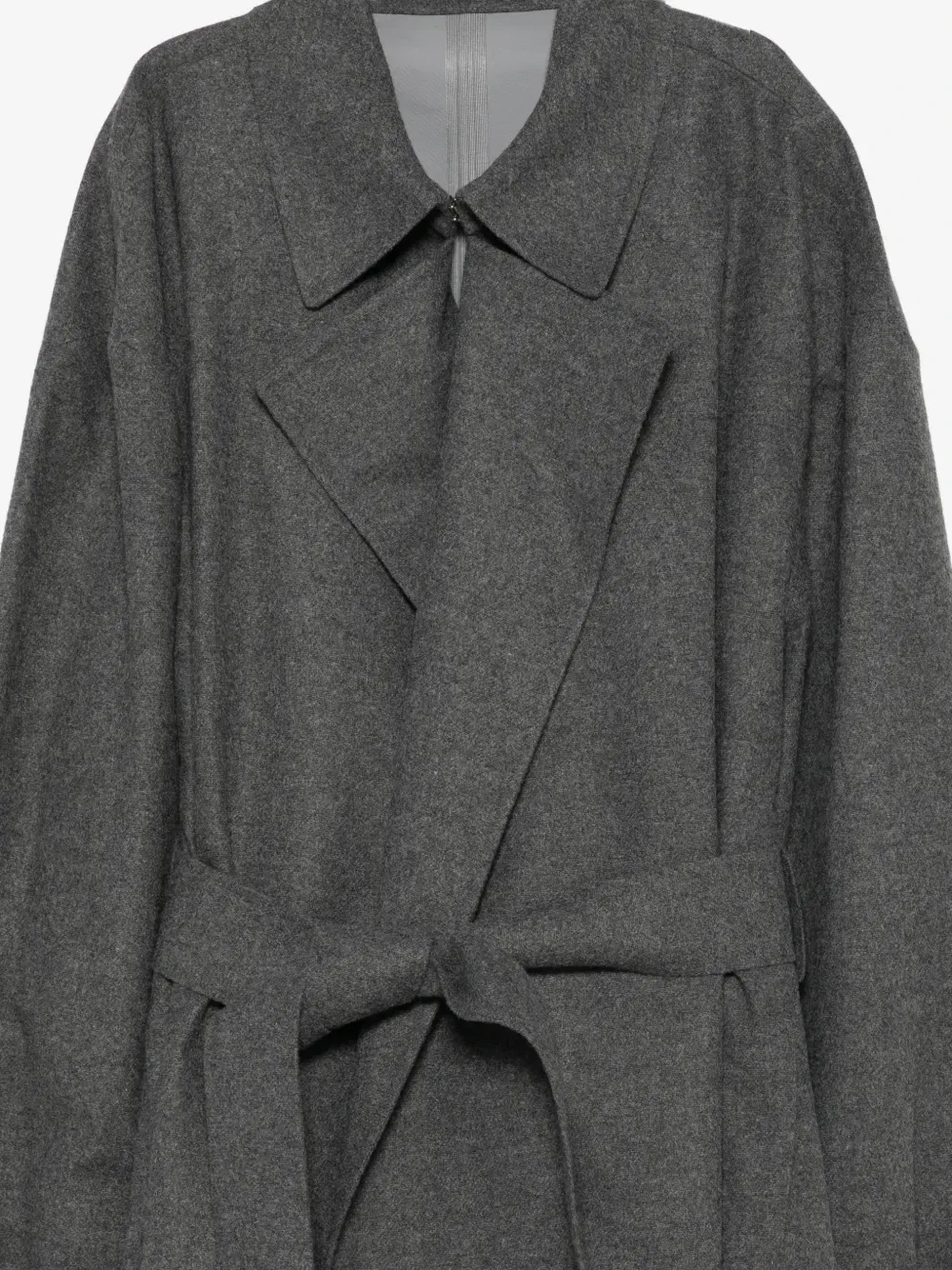 Удлиненное пальто из шерстяной смеси с поясом EMPORIO ARMANI, серый — фото 3