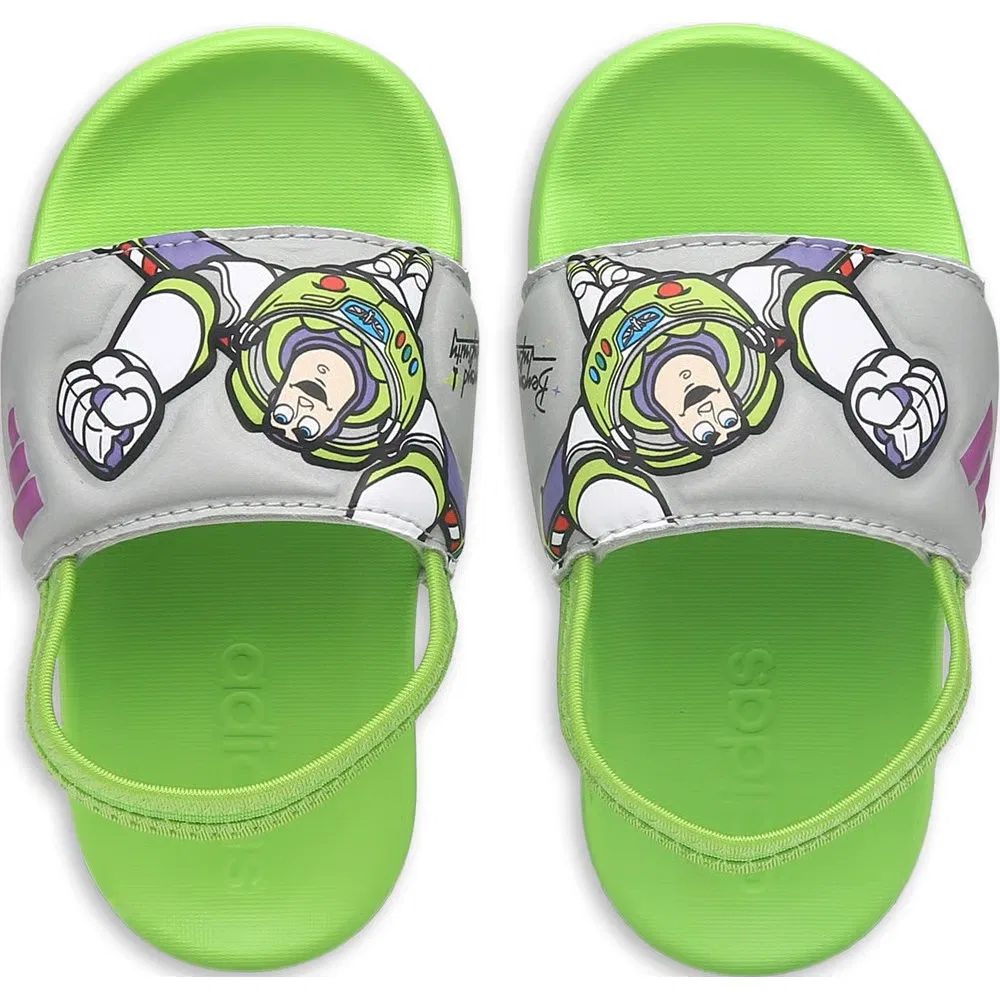 Детские сандалии Adilette с ремешком Toy Story Adidas, Green/Grey Buzz — фото 4