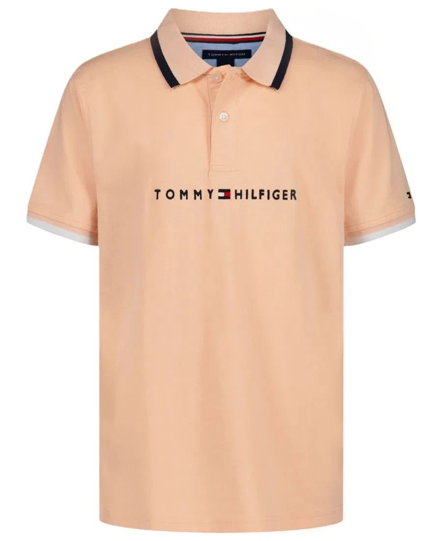 Детское поло с коротким рукавом Tommy Hilfiger, Peach Parfait — фото 4