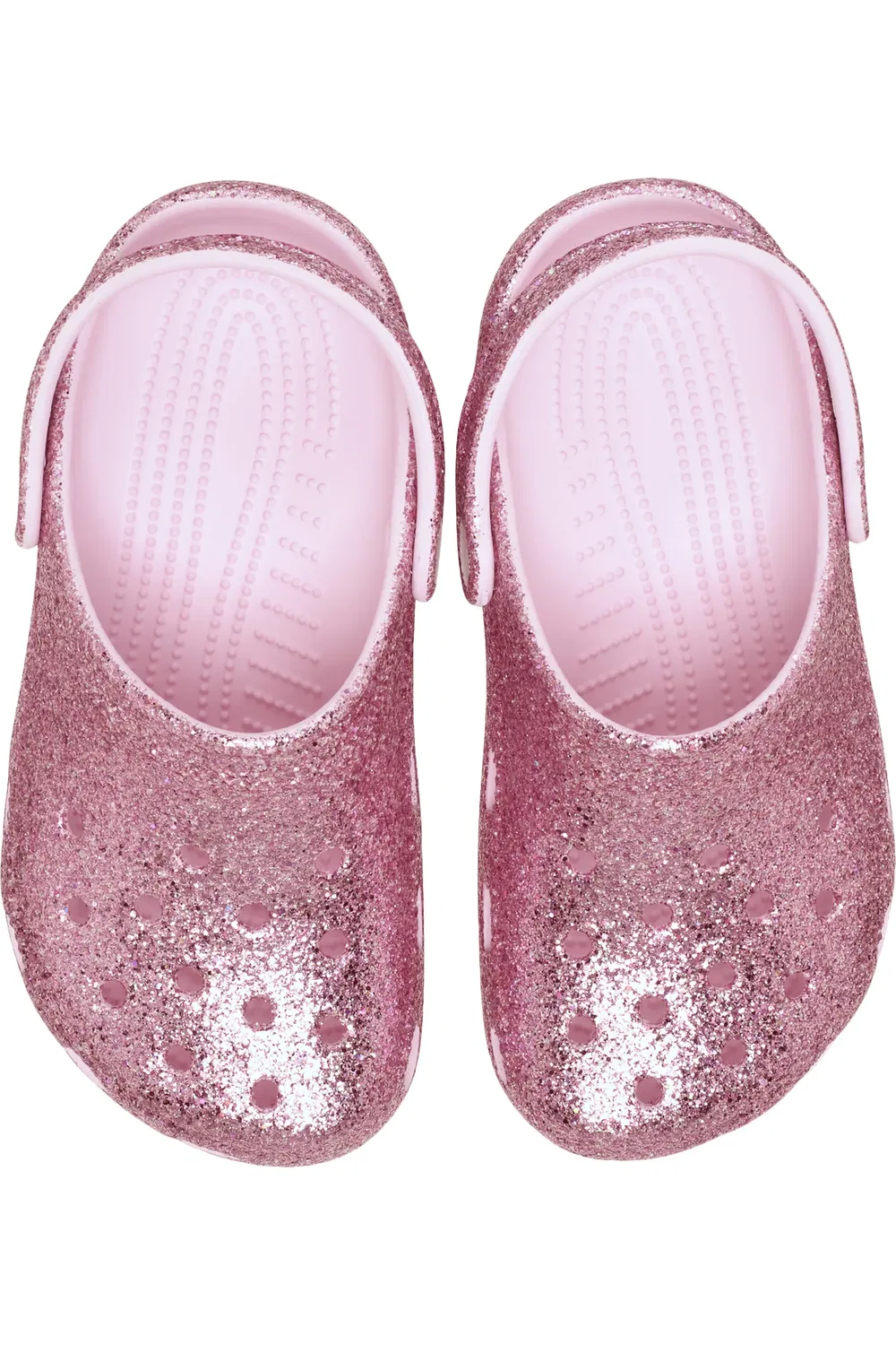 Детские сабо блестящие на толстой подошве Classic Chunky Glitter CROCS, Pink Milk — фото 3