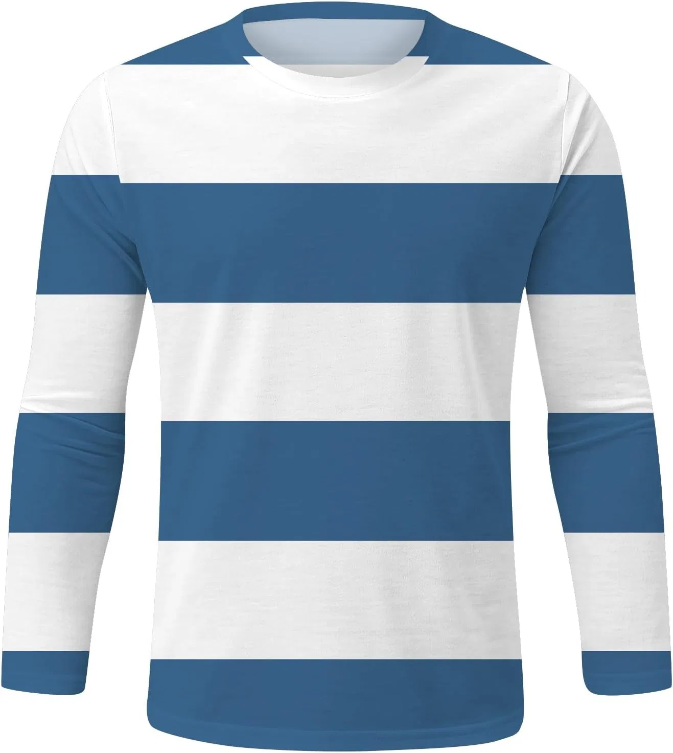Мужская свободная футболка с длинным рукавом Orange Striped, Blue — фото 3