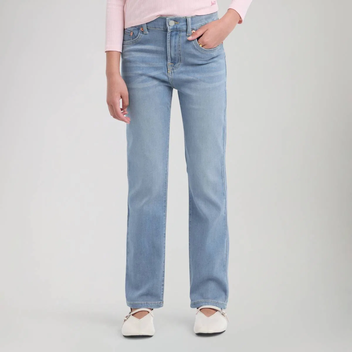 Джинсы прямого кроя с высокой посадкой для девочек (размеры 7-16) Levi's, Ferris Wheel - Medium Wash — фото 2