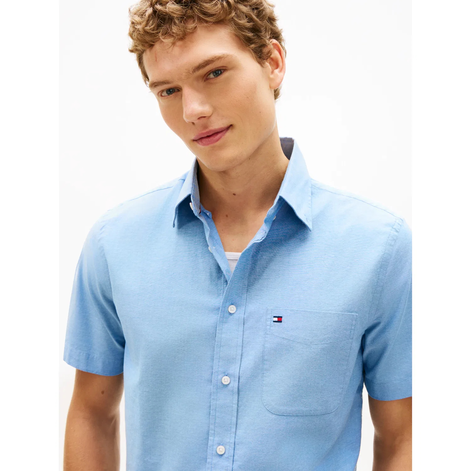 Мужская рубашка с коротким рукавом regular fit Tommy Hilfiger, рубашка Blue — фото 2