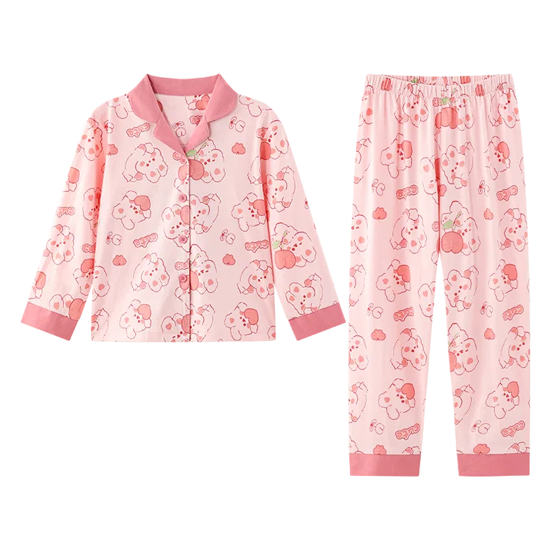 Детский комплект пижамы для девочек с длинным рукавом Red Bean, Light Pink