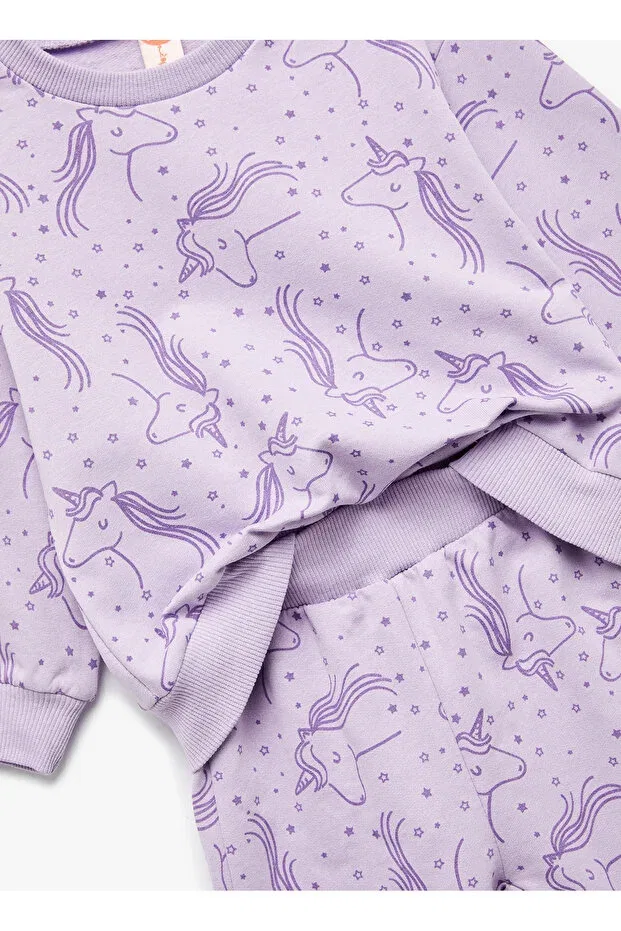 Детский комплект спортивного костюма с принтом Koton, Lilac — фото 3