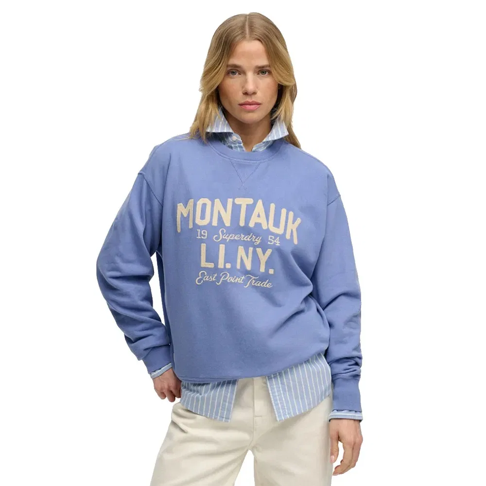 Свитшот свободный Superdry Beach Club Loose Crew, синий