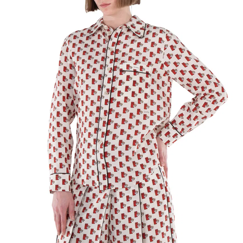 Шелковая рубашка с принтом Postbox Burberry, Chalk Ip Pattern