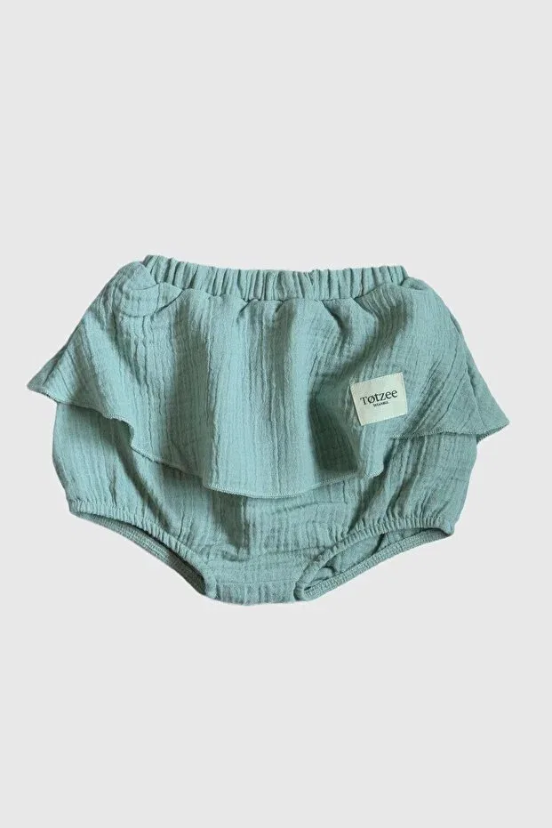 Детские шорты для девочек с юбкой хлопковые Mint muslin Totzee, Cyan — фото 2