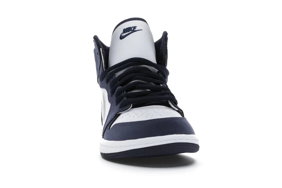 Детские кроссовки высокие с принтом Jordan 1 Retro High COJP Midnight Navy Jordan, White/Metallic Silver-Midnight Navy — фото 2