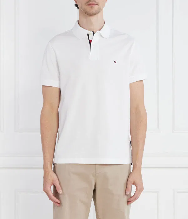 Мужское поло с коротким рукавом Polo Flag Under Placket Tommy Hilfiger, белый