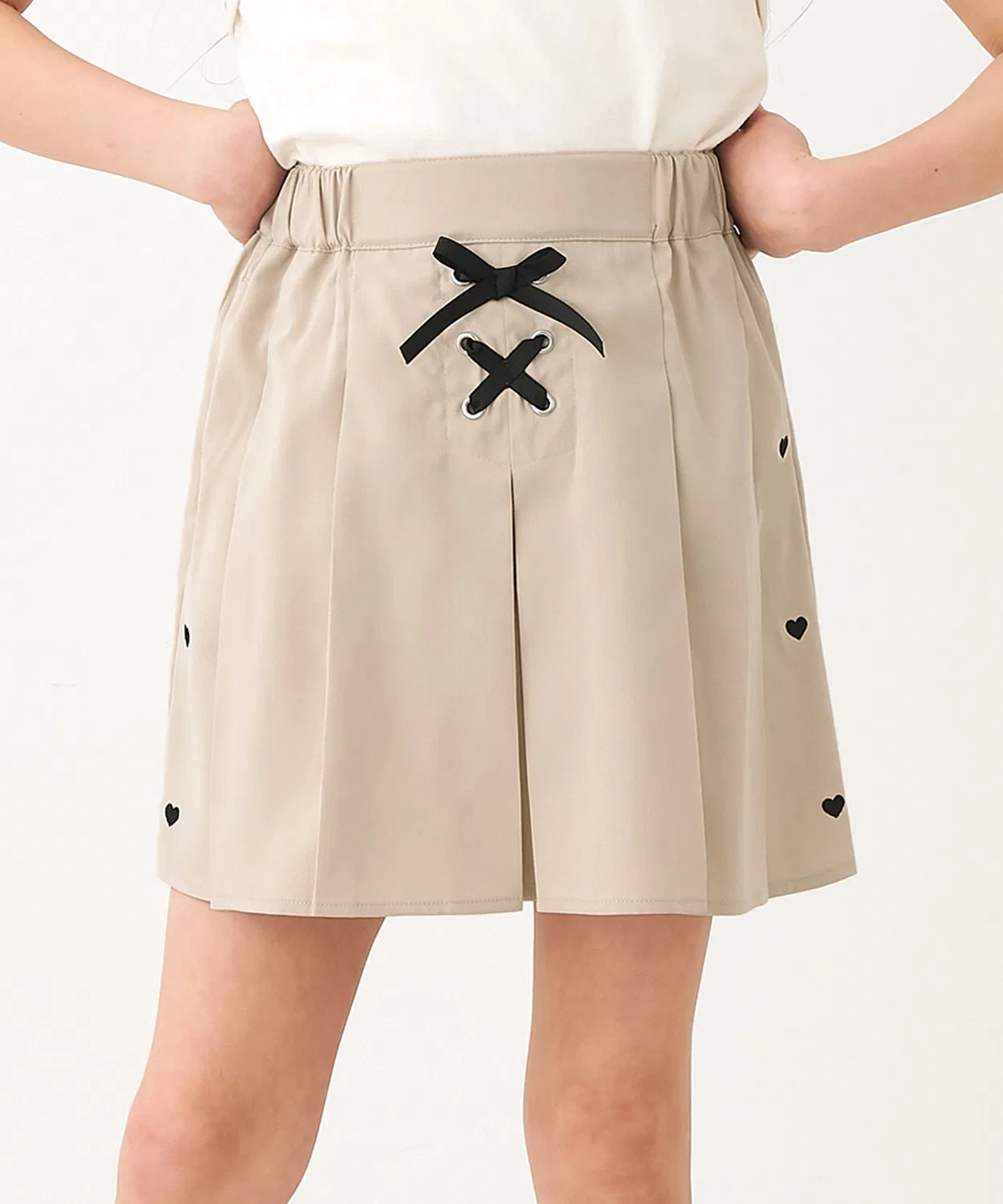 Coca(coca) Детская юбка с принтом Heart Line Plisse coca, Light Beige