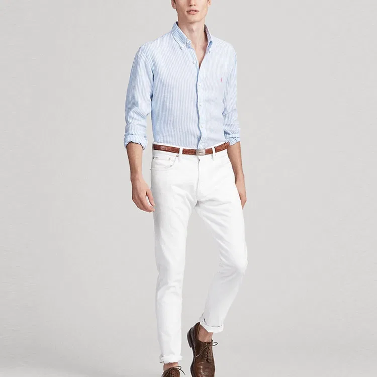 Мужская рубашка с длинным рукавом в полоску Polo Ralph Lauren, Blue — фото 3