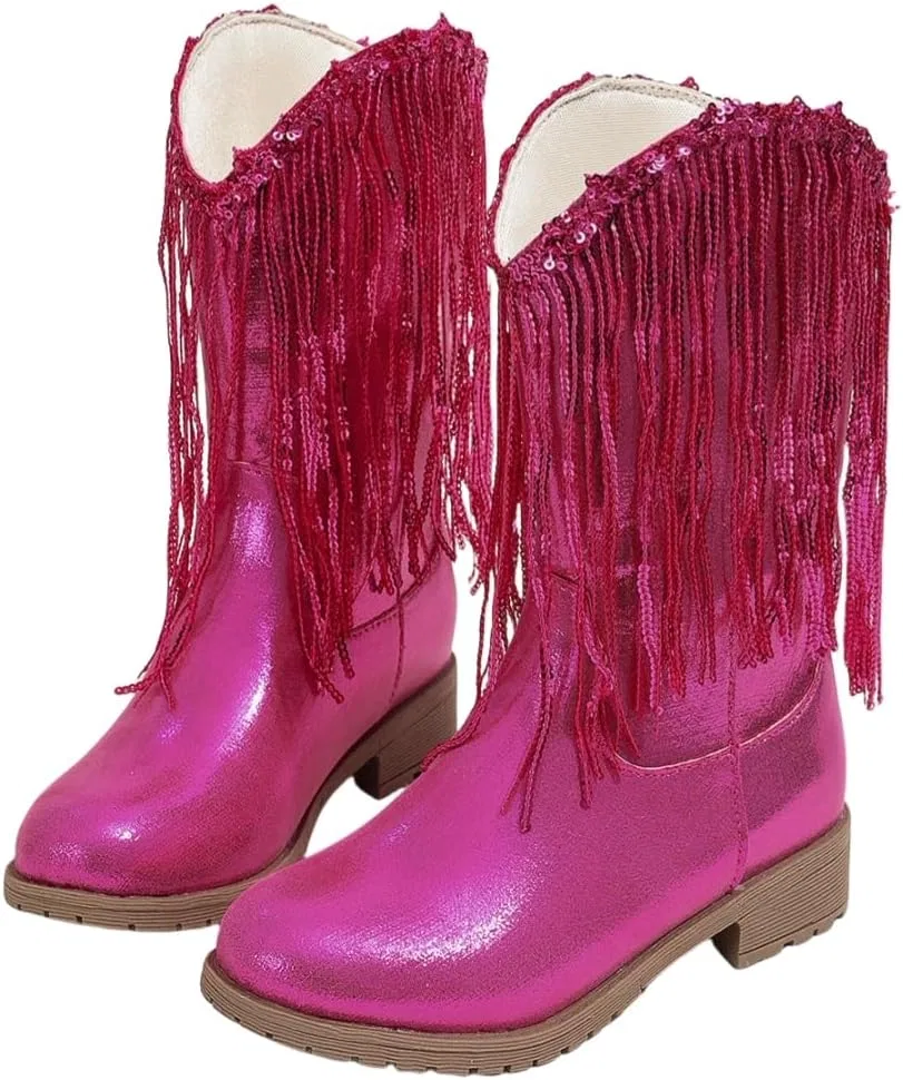 Детские зимние сапоги для девочек с кисточками и пайетками Princess Boots Auhoho, Rose