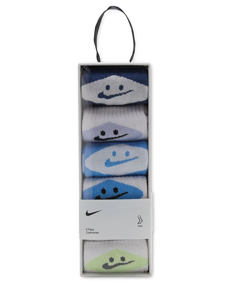 Комплект носков-слипонов с принтом смайликов, 6 пар, модель Smiley Dri-Fit Nike, Mystic Navy — фото 4