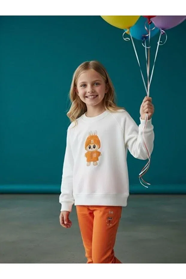 Детские свитшот для девочек с принтом Zekids, White — фото 3