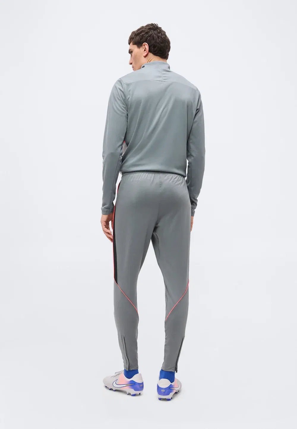 Мужские футбольные штаны - спортивные брюки Nike Performance, Smoke Grey/Black/Hot Punch — фото 3